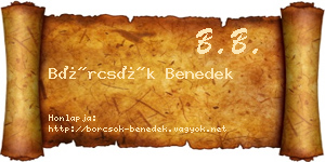 Börcsök Benedek névjegykártya